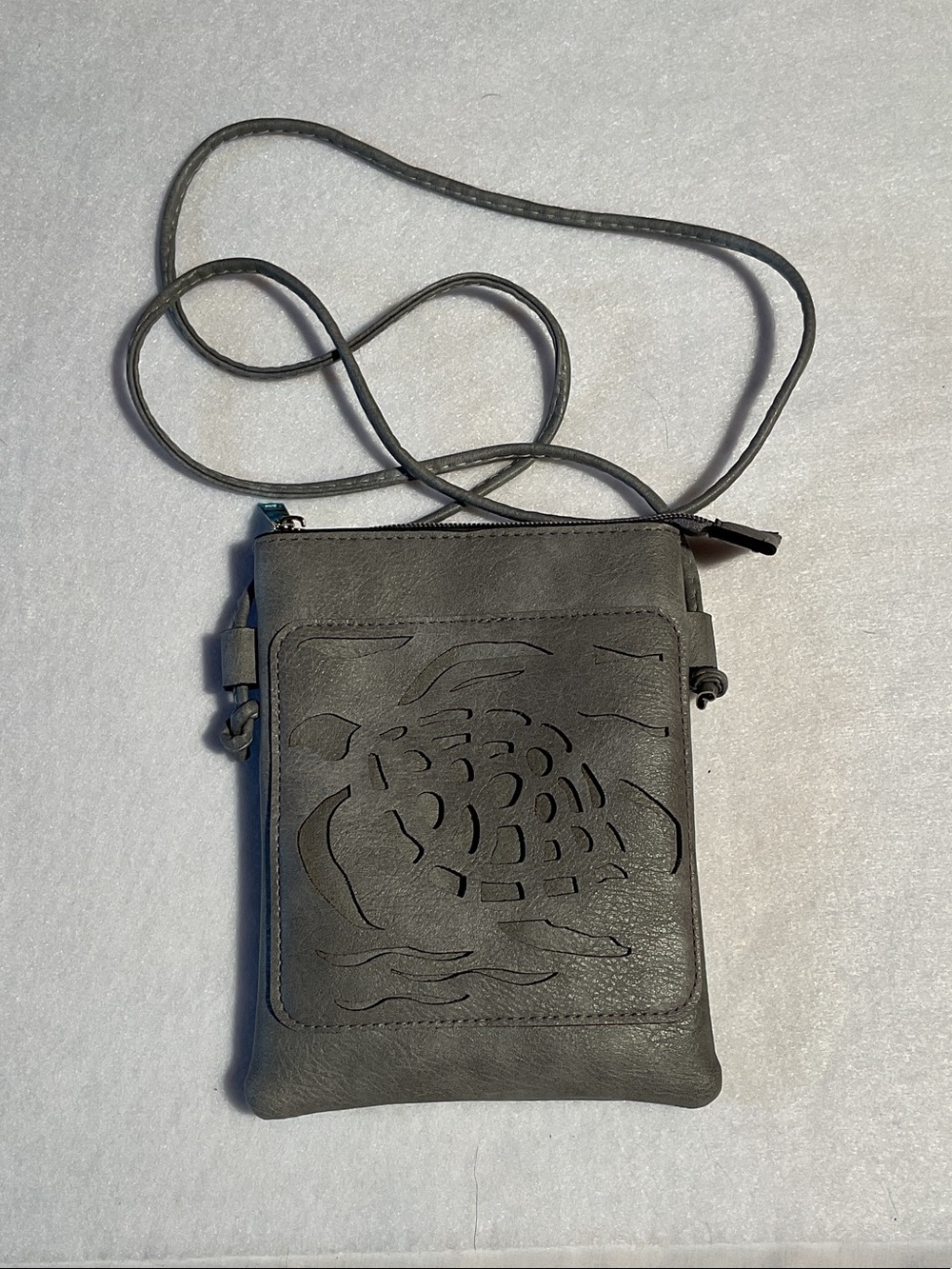 Turtle Laser-Cut Crossbody Bag - Gray